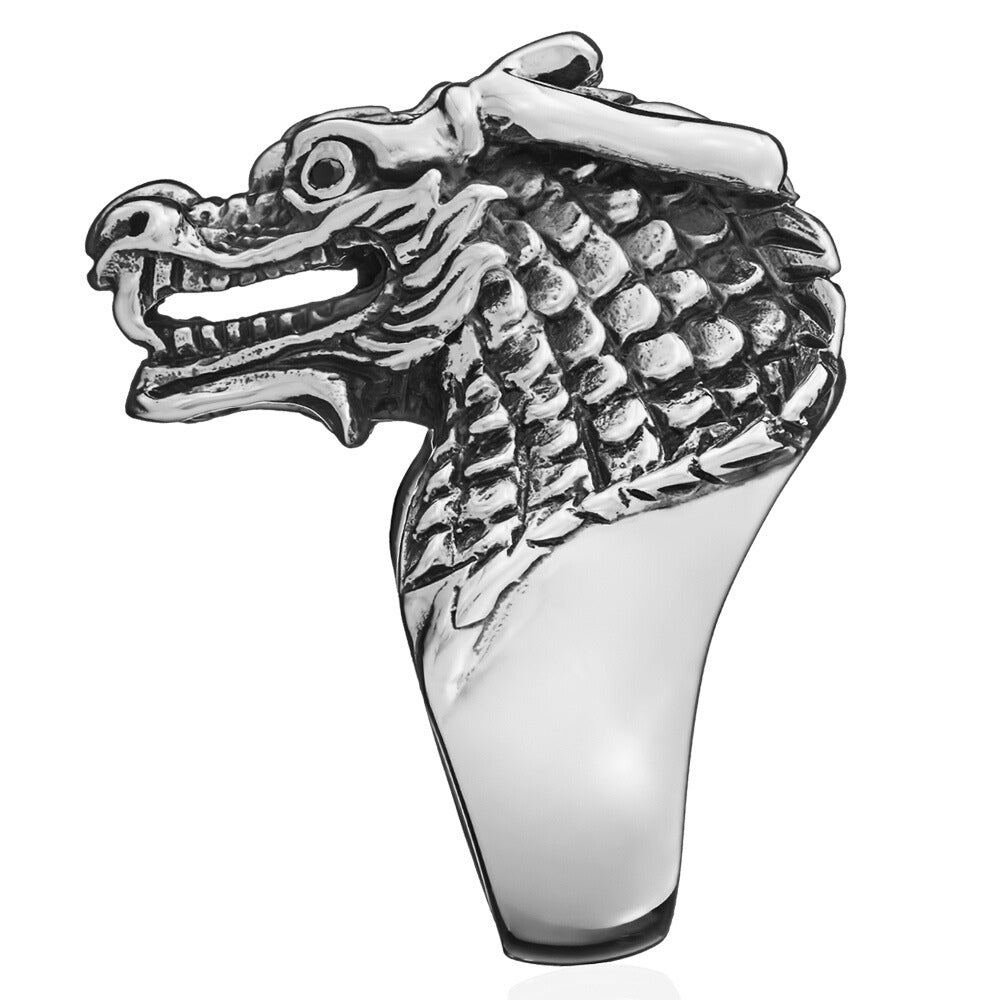 Silver dragon ring