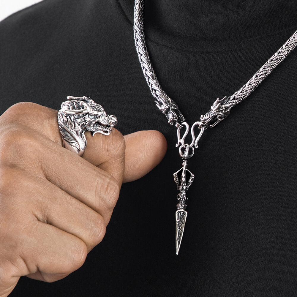 Silver dragon ring