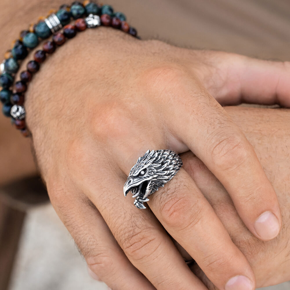 Silver eagle ring