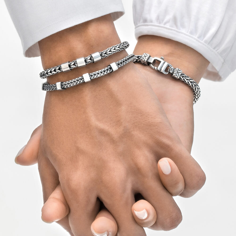 matching couple bracelets silver