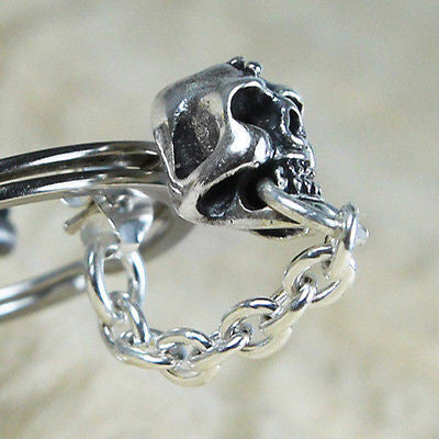 silver skull with chain high quality vy jewelry for her gift girlfriend punk biker rock cool