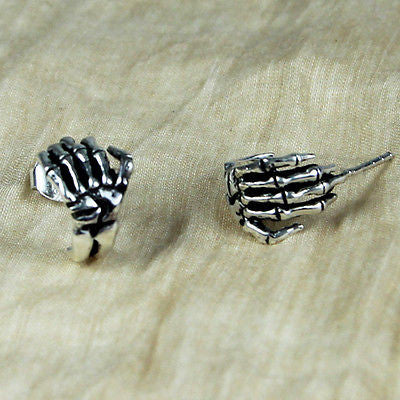 skeleton hand punk earrings high quality silver vy jewelry for women girls gift
