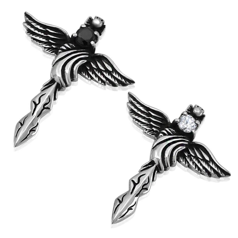 Angel wings cross pendant