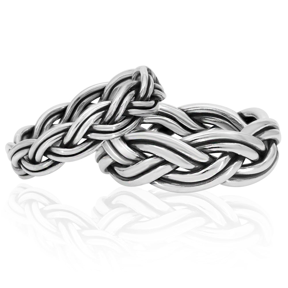 braided silver rings