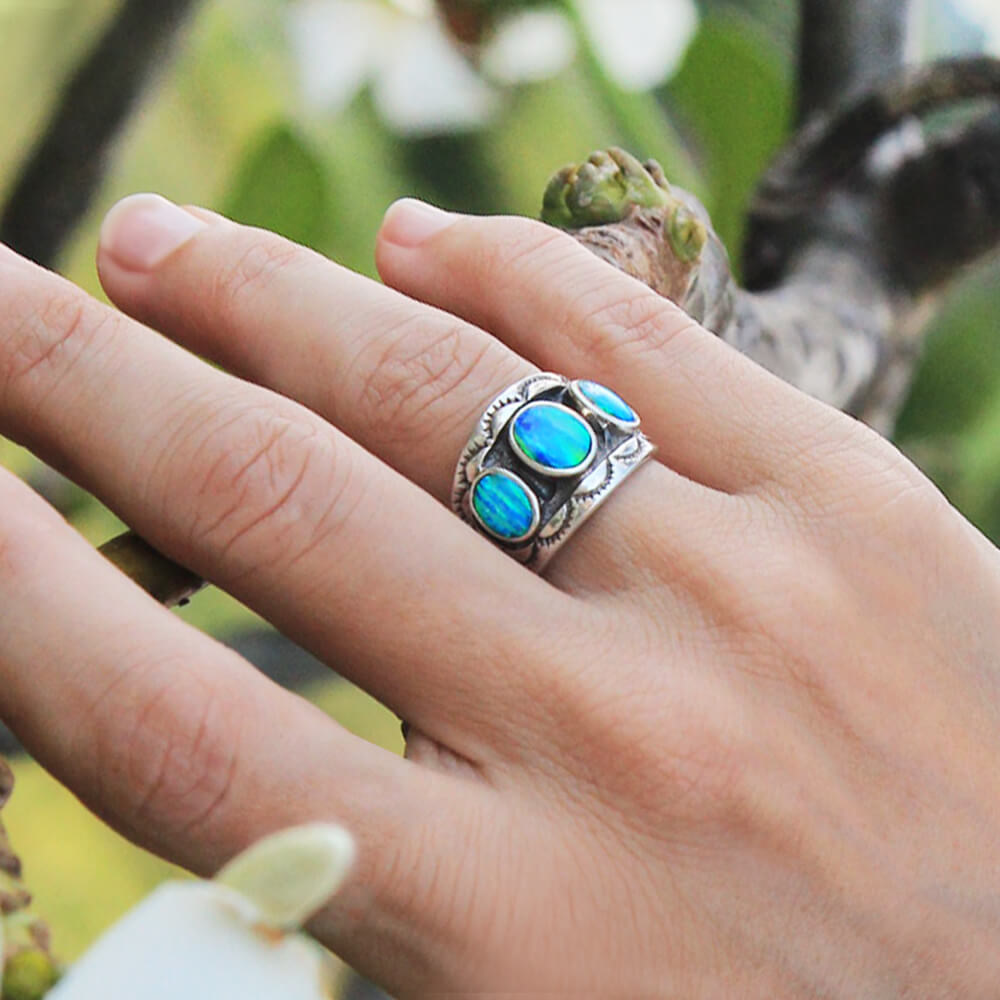 blue opal ring