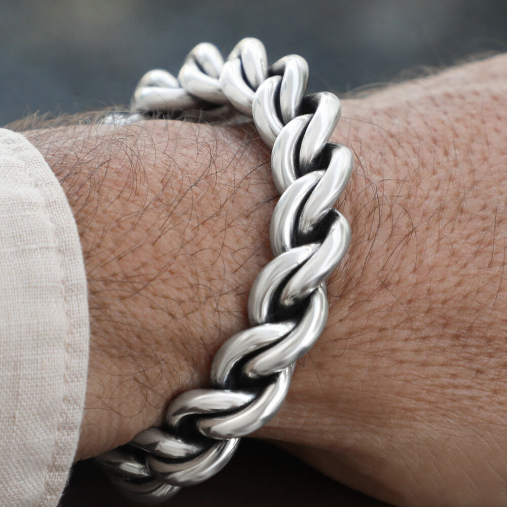 Men silver cuff bracelet