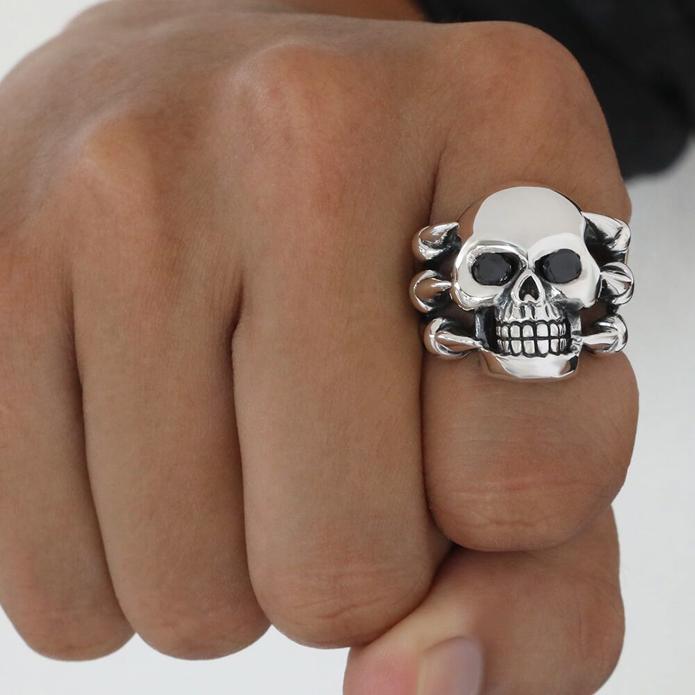 skull silver ring
