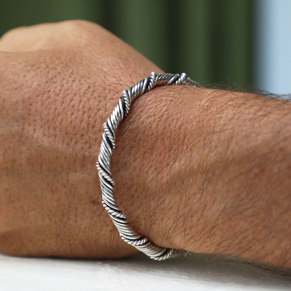 Men's silver cuff bracelets