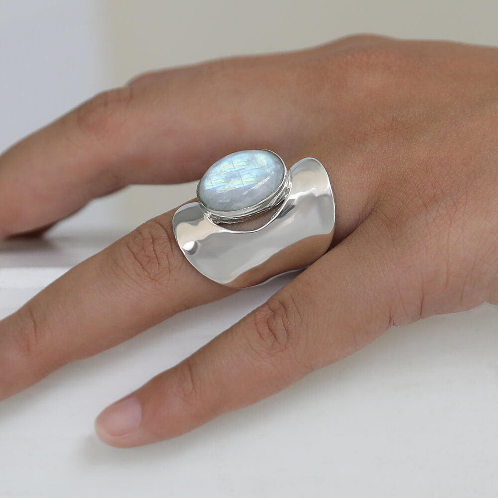 Moonstone silver ring