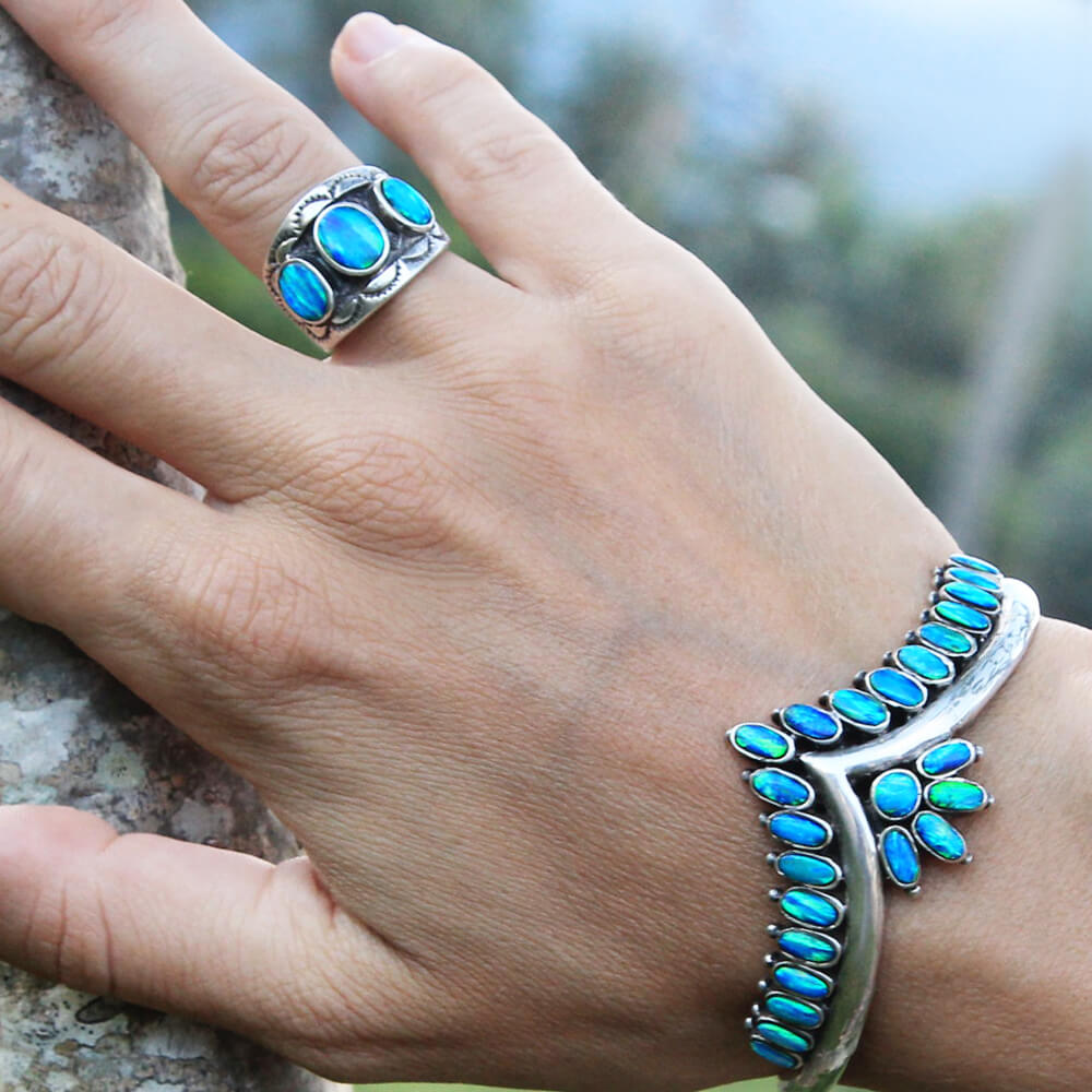 blue opal ring