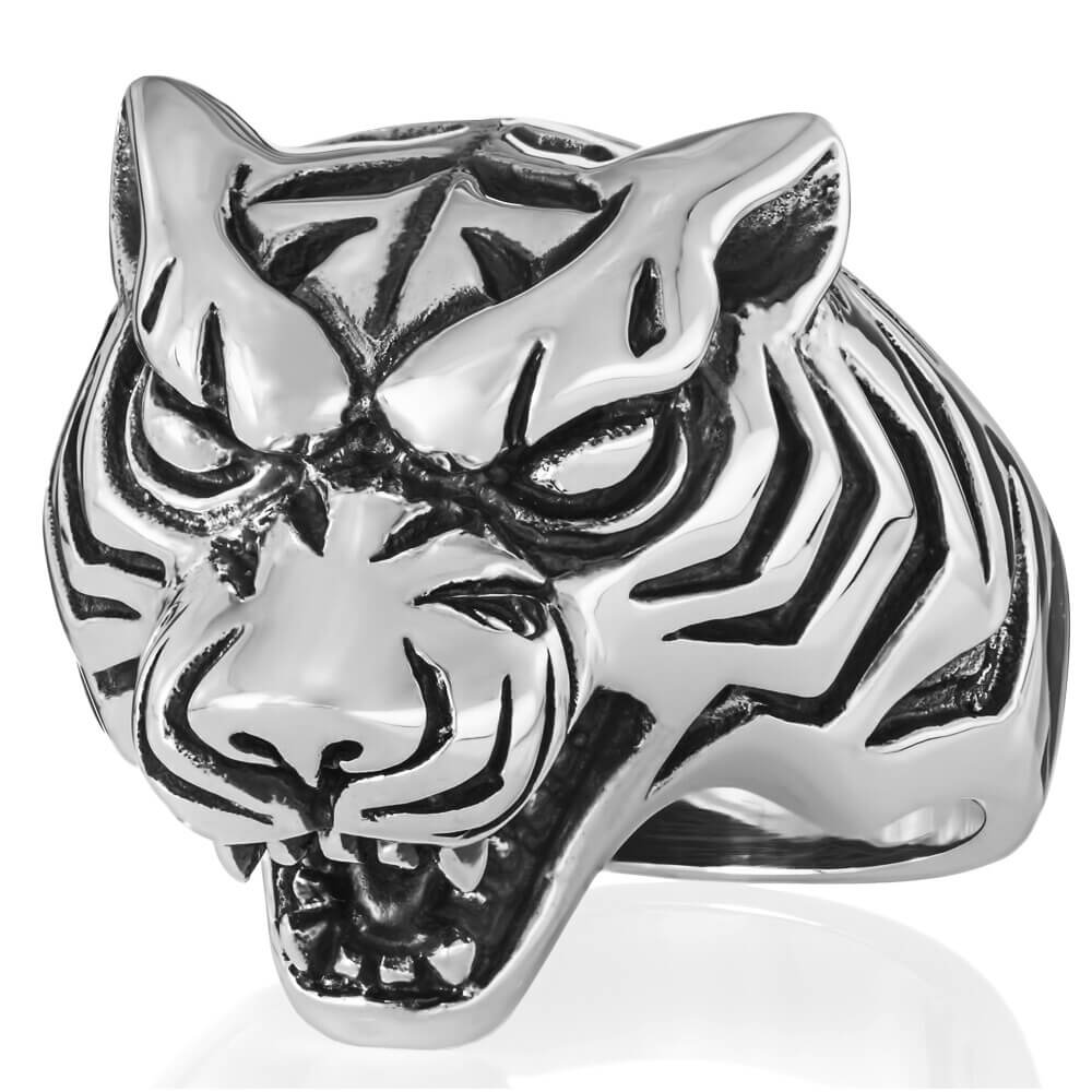 Silver tiger ring