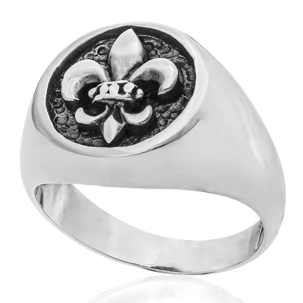 Noble Fleur De Lis Ring – Sterling Silver 925, Sizes 4-15, Gift Box Included