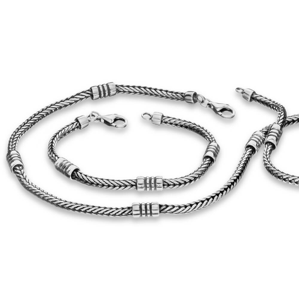 Italian 925 Sterling Silver Bracelet & Necklace - Size 7 to 30