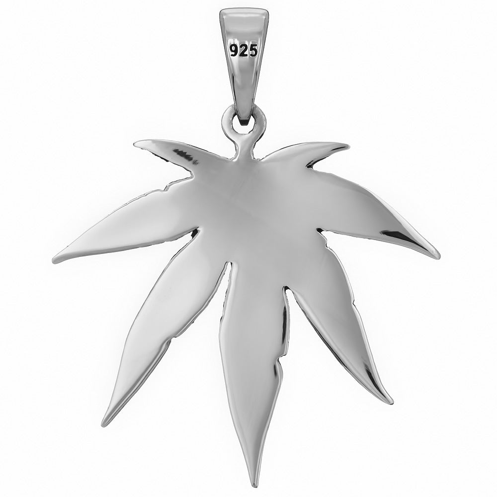 Marijuana leaf silver pendant 925 stamp