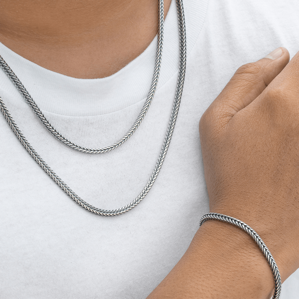 silver chain and bracelet