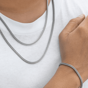 silver chain and bracelet
