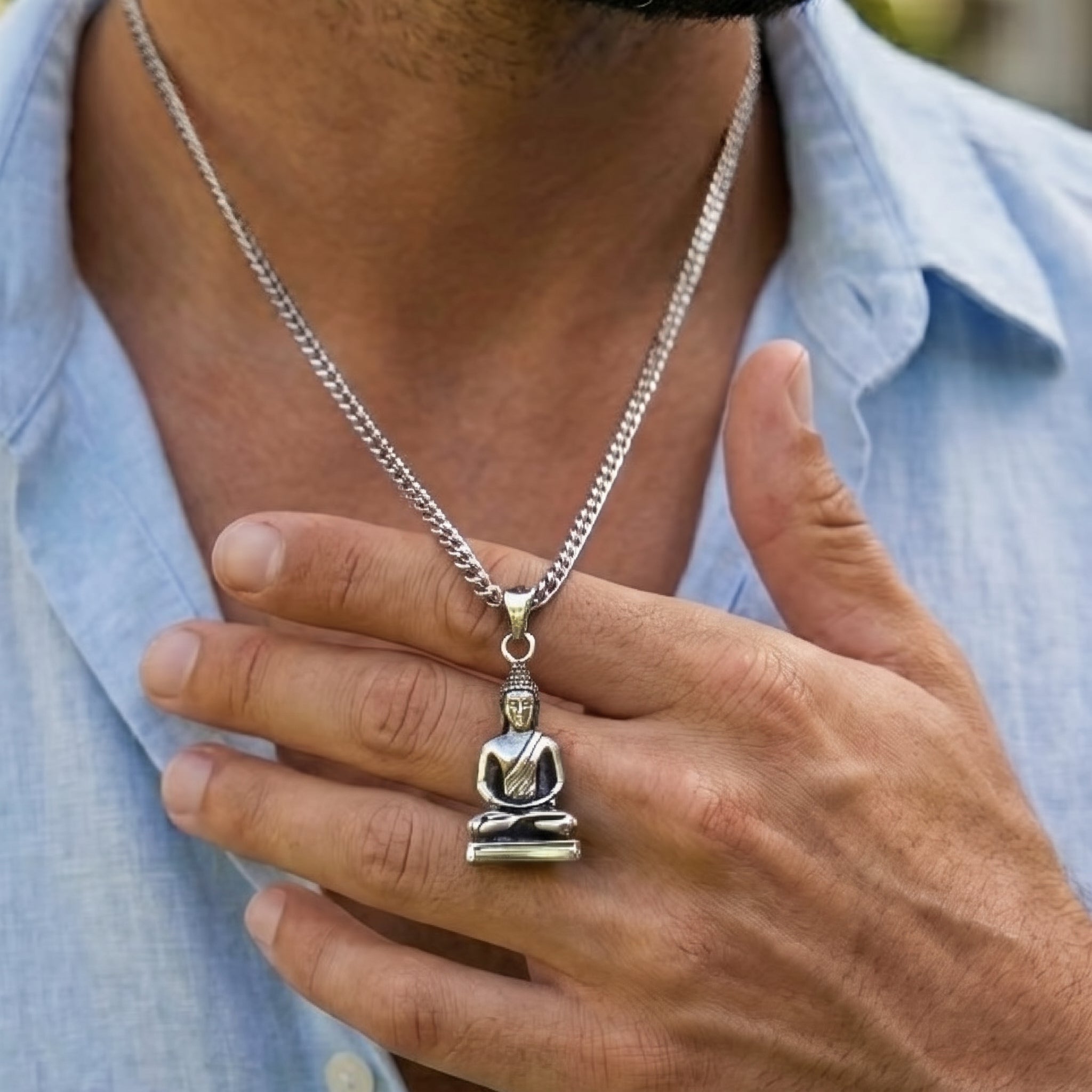 sterling silver buddha pendant
