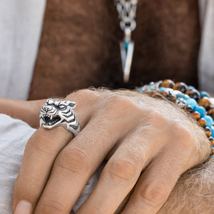 Silver tiger ring