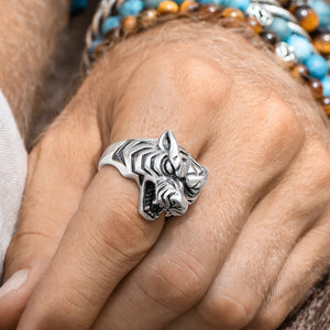 Silver tiger ring