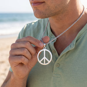Peace symbol pendant silver 
