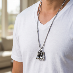silver boxing gloves pendant