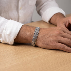 Braided silver 925 cuff bracelet