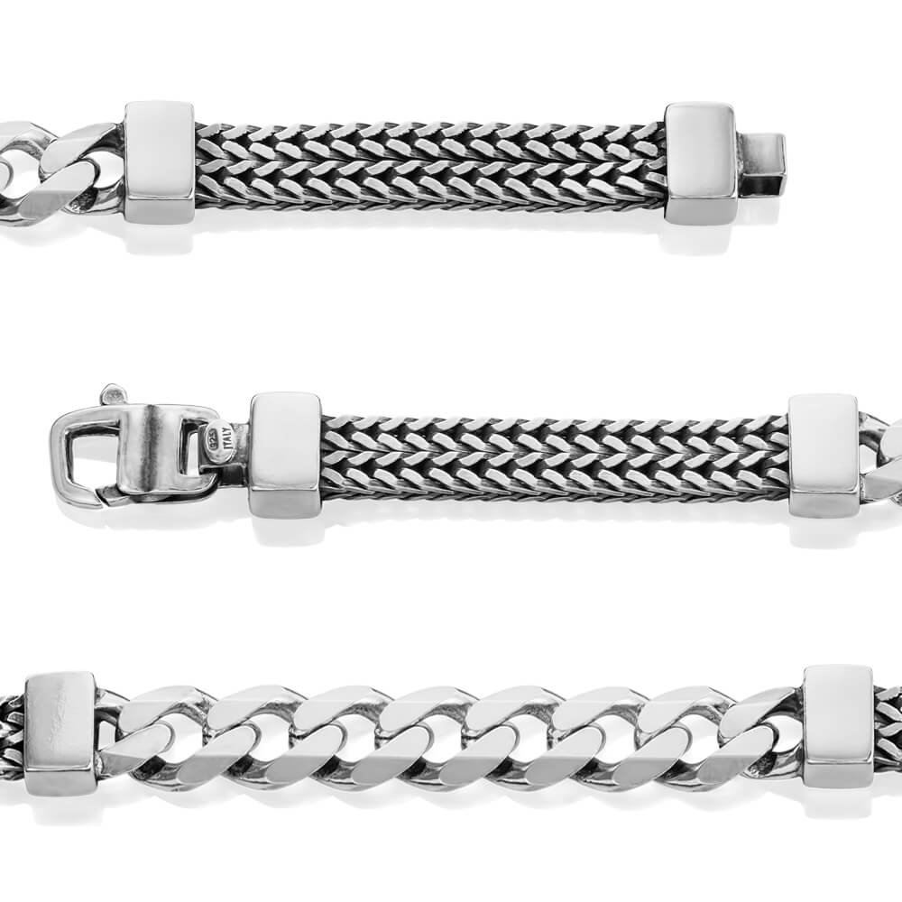 Silver 925 stamp links bracelet Italy for men 