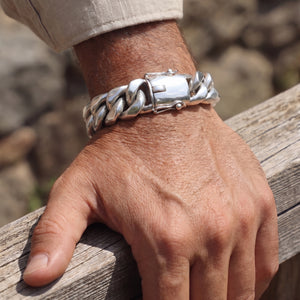 Men silver thick bracelet 