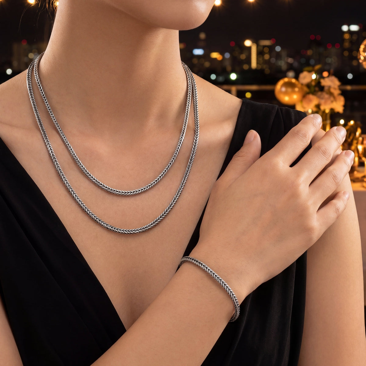Italian Silver Bracelet & Necklace for Women