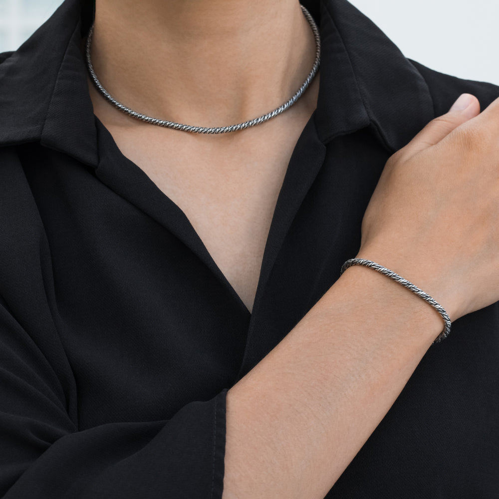 Italian silver rope bracelet & chain
