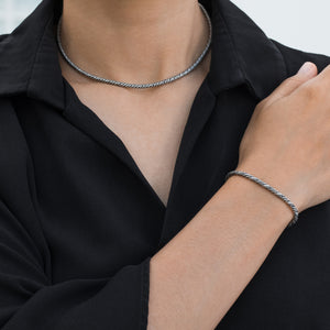 Italian silver rope bracelet & chain
