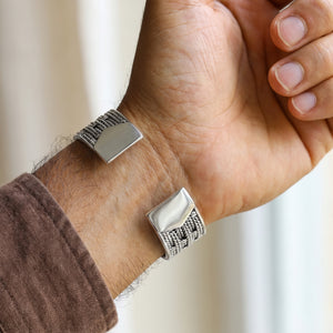 Men Wide silver 925 cuff BasketWeave
