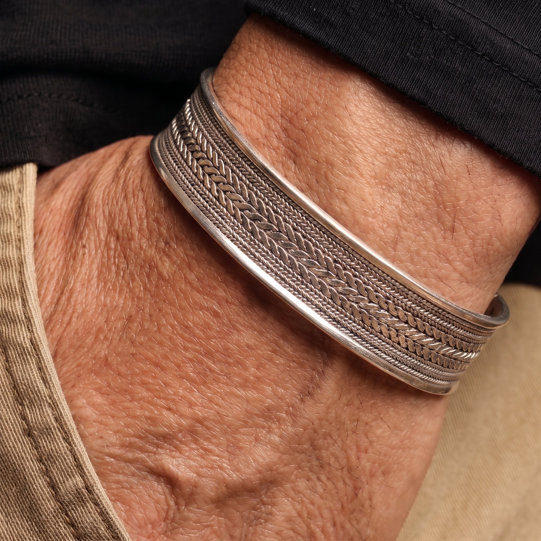 Sterling Silver 925 Wide Cuff for men
