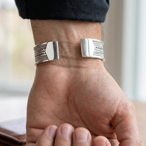silver wide cuff bracelet for men