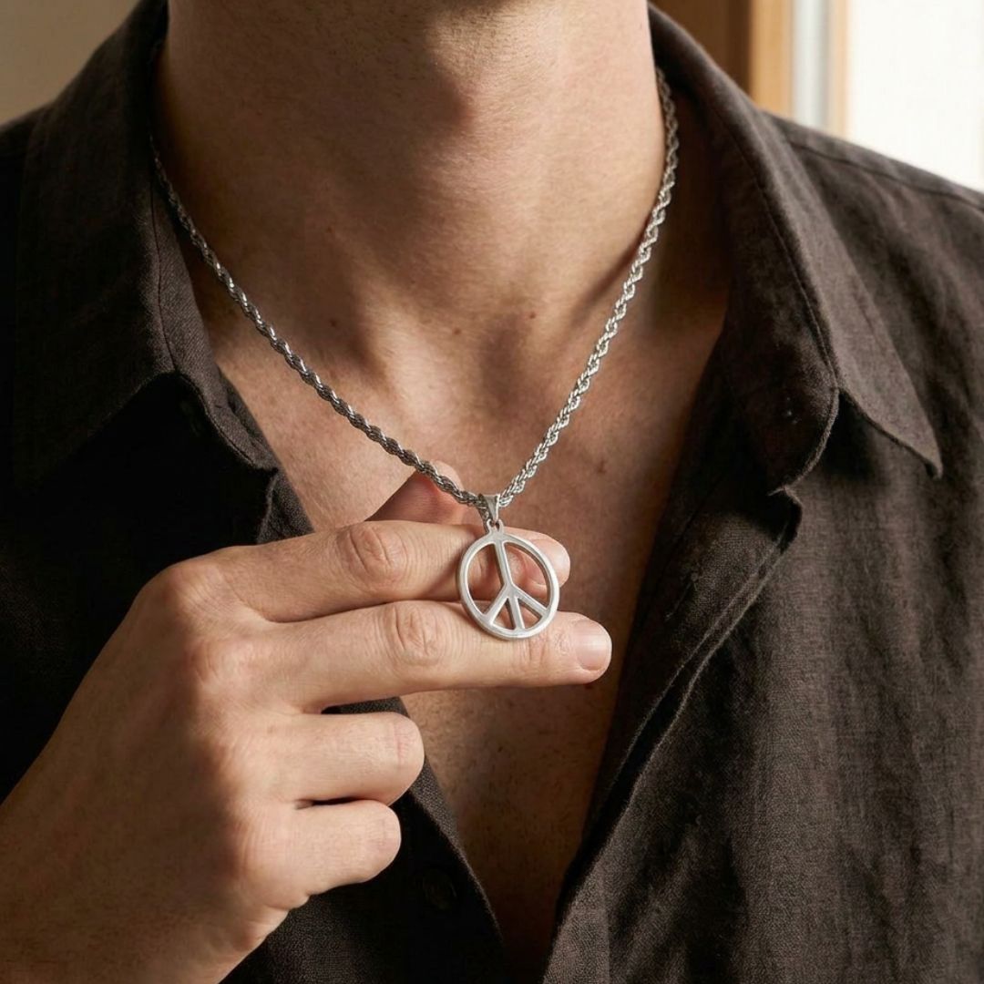 Peace symbol pendant silver 
