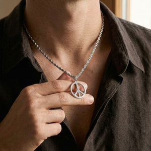 Peace symbol pendant silver 