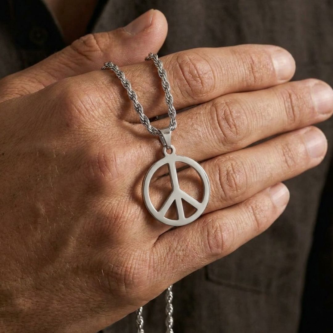 Peace symbol pendant silver 925 sterling 
