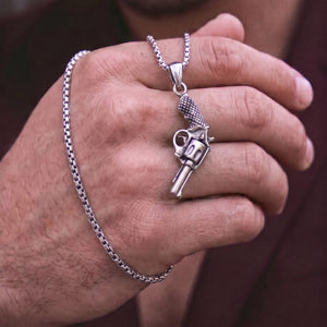 Revolver 925 silver pendant for men