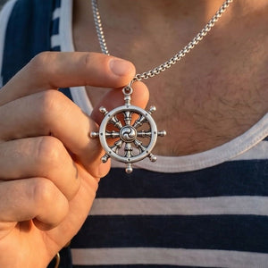 Ship wheel pendant made of silver 925 for men