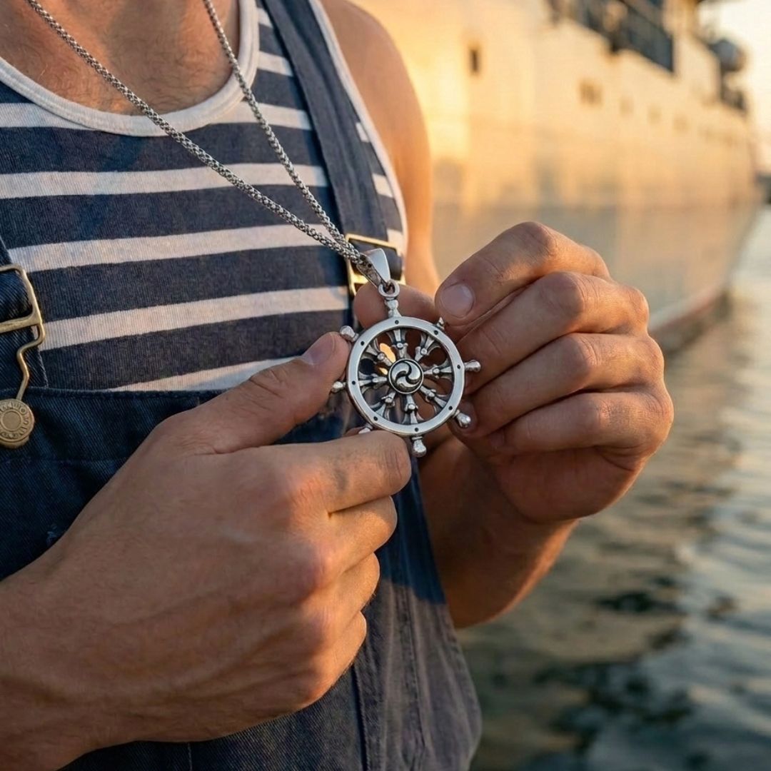 Ship wheel pendant made of silver 925 for men and women