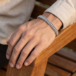Men silver sterling 925 strap bracelet