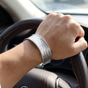 Wide braided silver 925 cuff