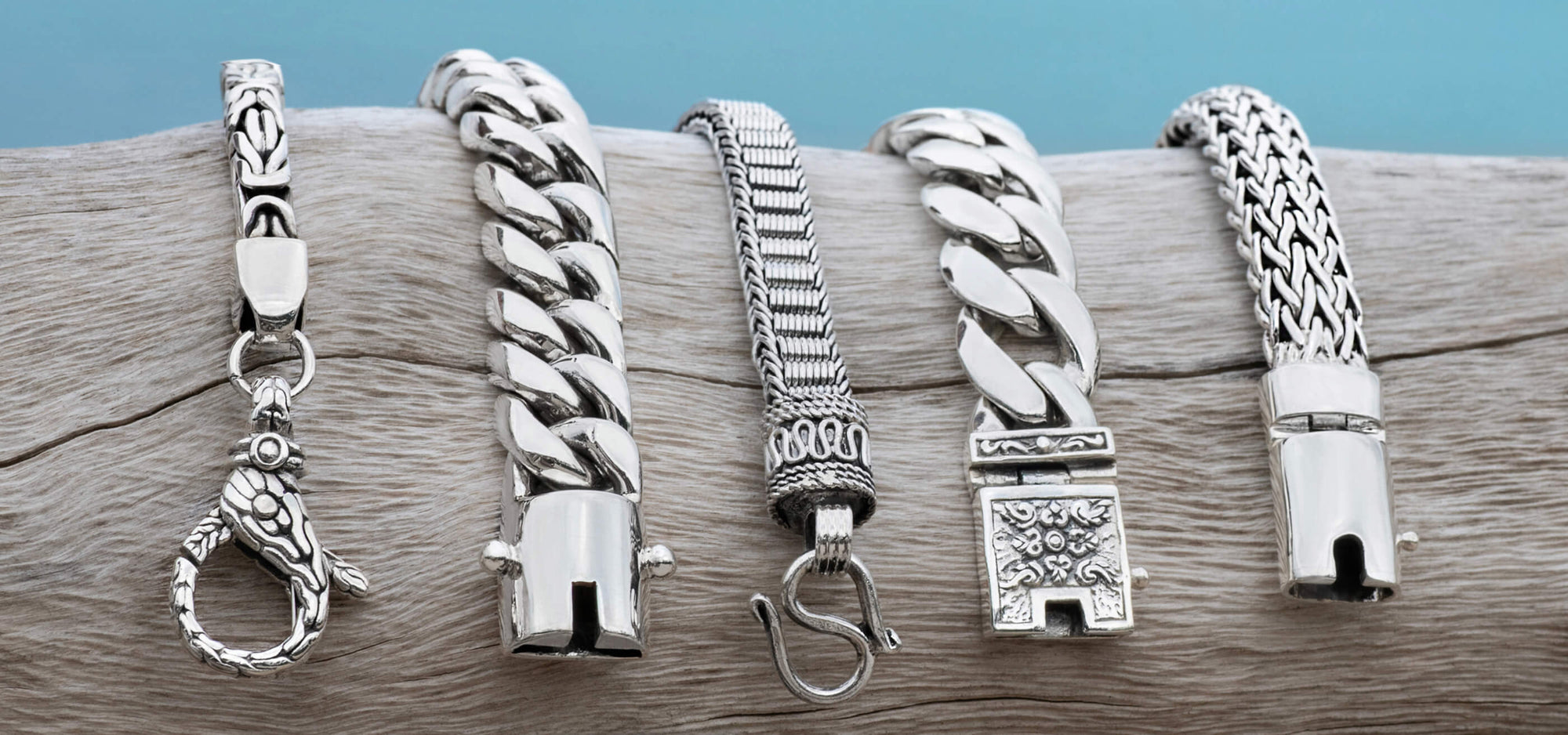 Silver men bracelets
