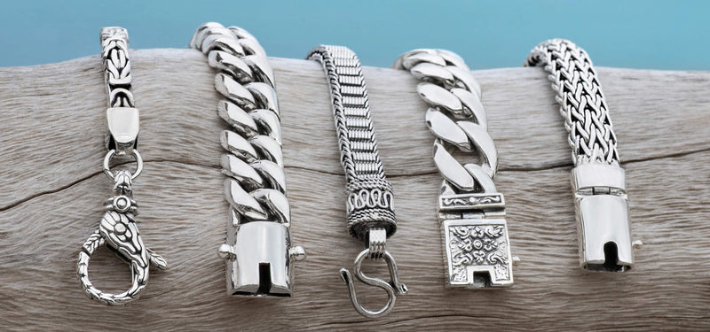 Silver men bracelets