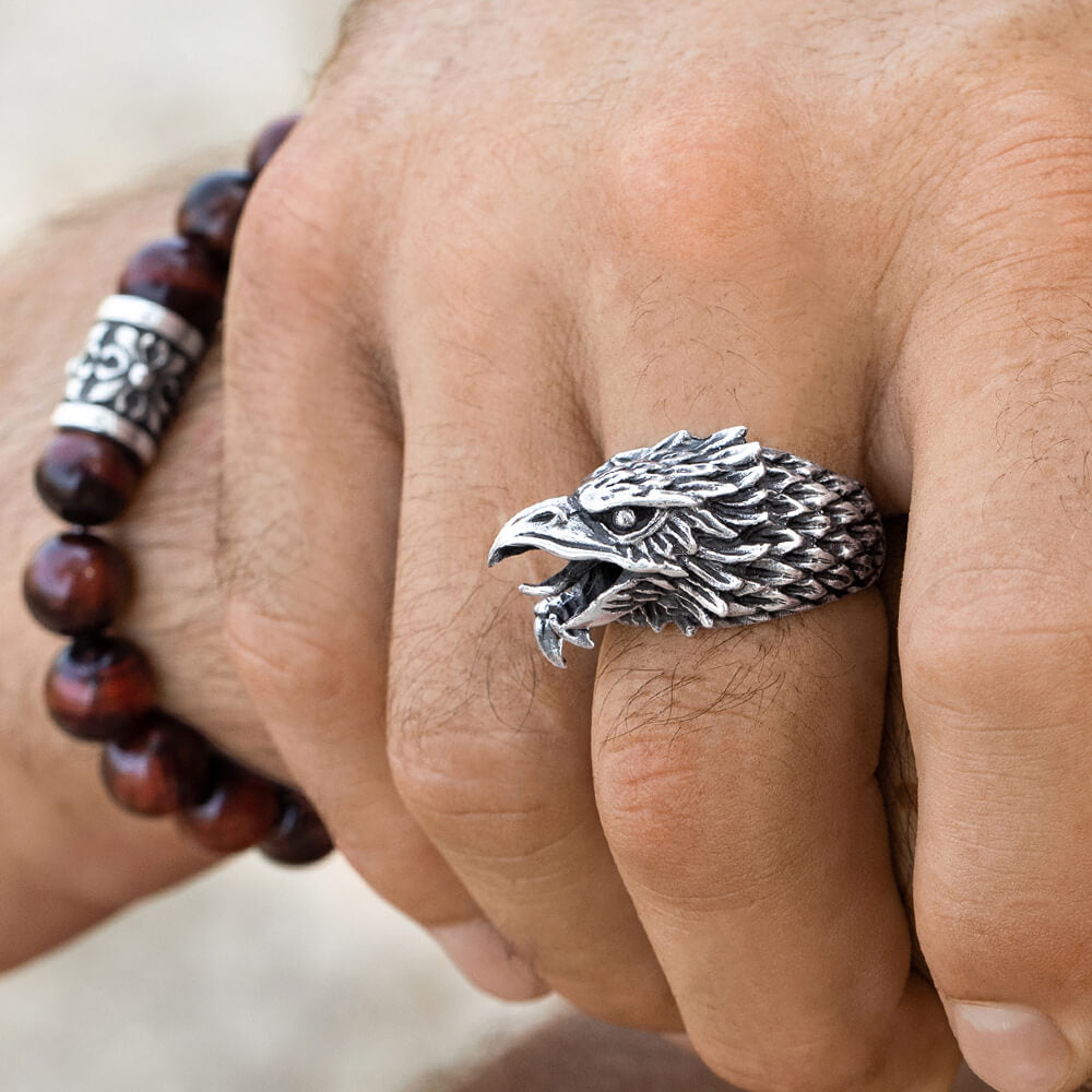 Silver eagle ring