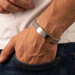 Sterling silver braided straps bracelet 