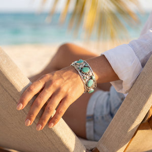 geniune Turquoise silver bracelet cuff