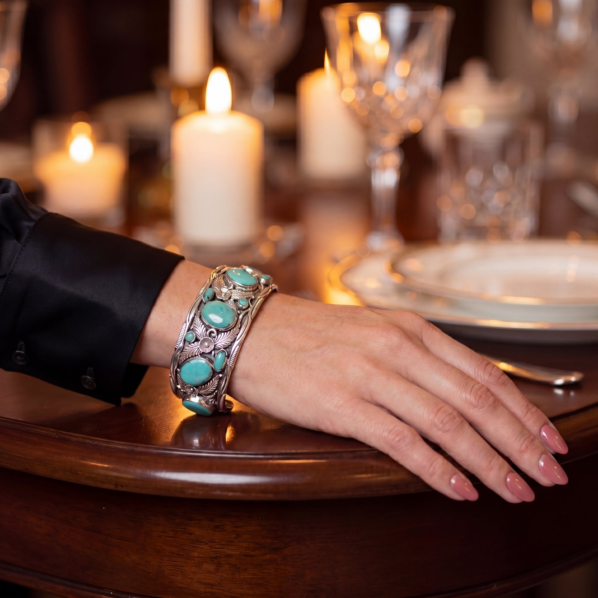 Turquoise silver bracelet cuff
