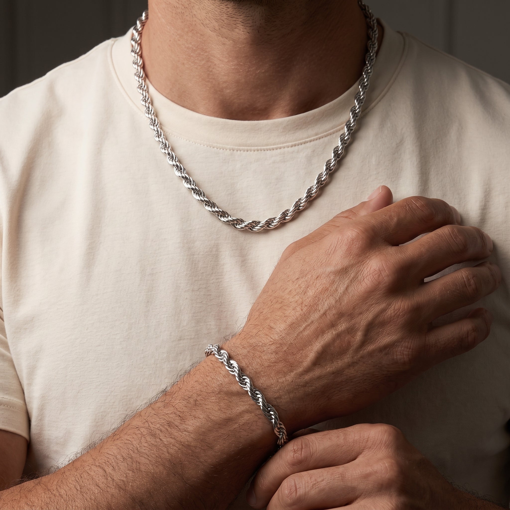 Twisted Rope Chain Bracelet & Necklace | 925 Italy Silver | VY Jewelry