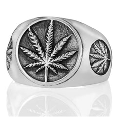 925 Slver Marjuana Leaf Rng, Cannabs Unsex Gft Marjuana Rngs